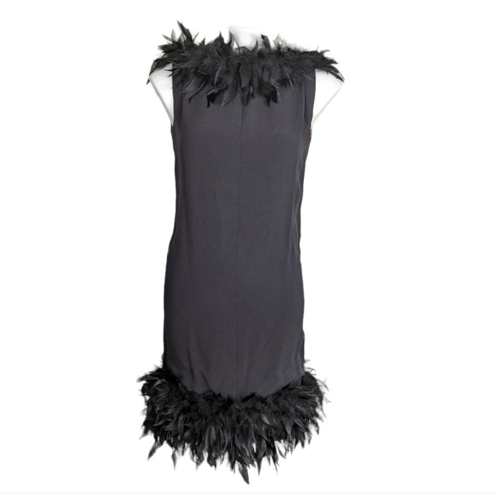 Vintage 60s mam'selle by Betty Carol black feather dress 4